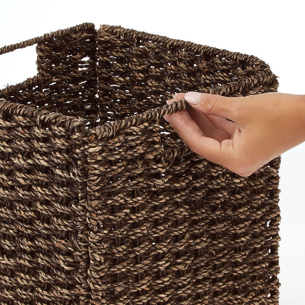 Seagrass Woven Cube Storage Baskets with Handles