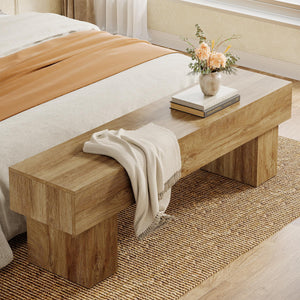 63-Inch Farmhouse Entryway Bench – Engineered Wood, Black & Rustic Brown