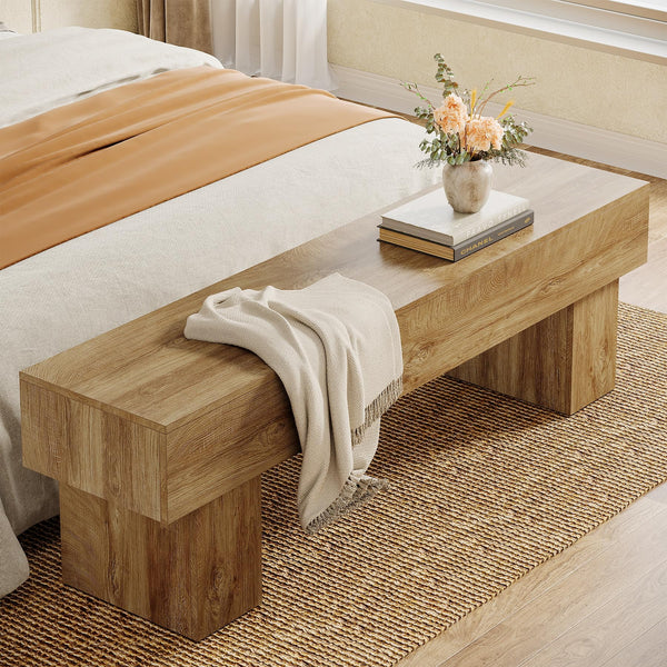 63-Inch Farmhouse Entryway Bench – Engineered Wood, Black & Rustic Brown