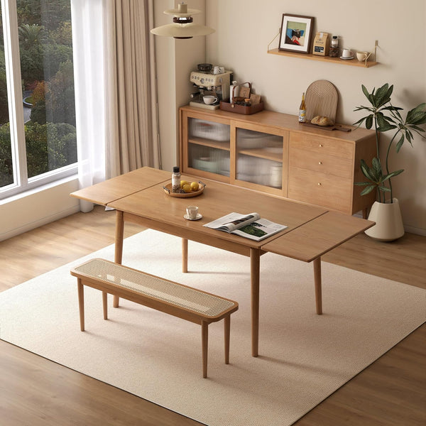 Extendable Solid Oak Dining Table – 49" to 77", Seats 6–10