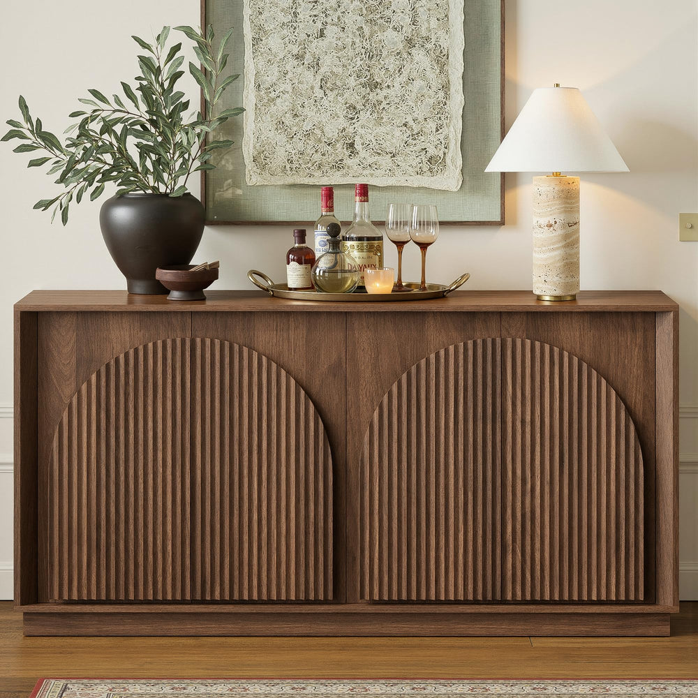 Fluted Sideboard Buffet Cabinet with Storage, 65"