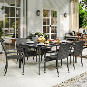 Stackable Outdoor Rattan Dining Chairs Set of 2