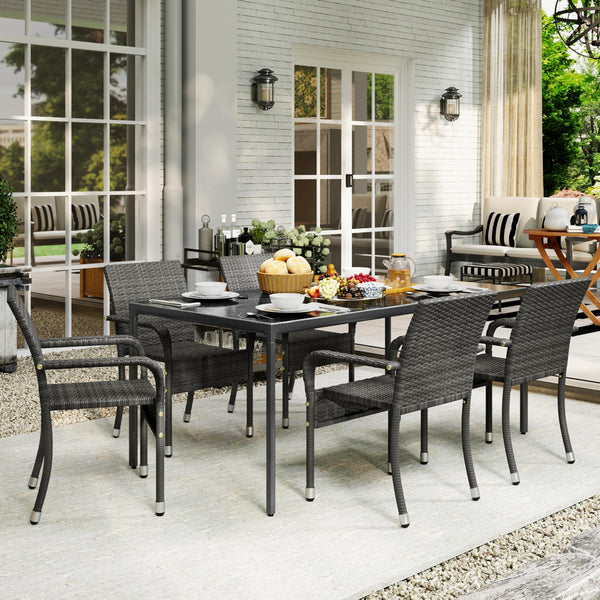 Stackable Outdoor Rattan Dining Chairs Set of 2