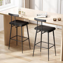 Industrial Bar Stools Set of 2 with PU Leather Cushion & Footrest