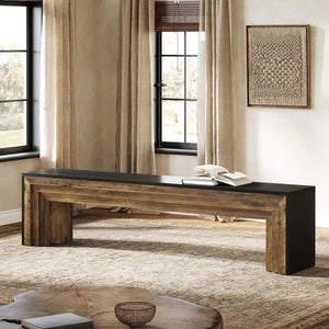 71" Extra Long Entryway Bench with Layered Design