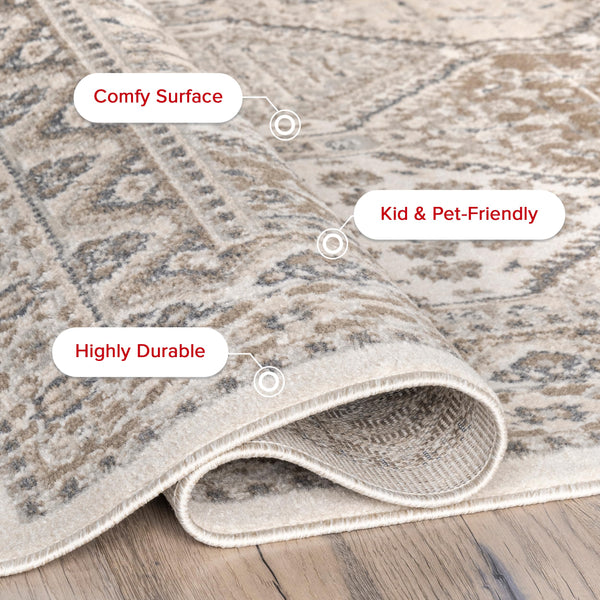 9x12 Vintage Medallion Area Rug – Tribal Tile Pattern