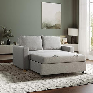Convertible Sleeper Loveseat with Pocket Coils & Boucle Fabric