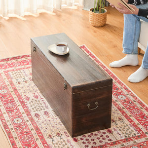 Wooden Storage Chest with Hinged Lid