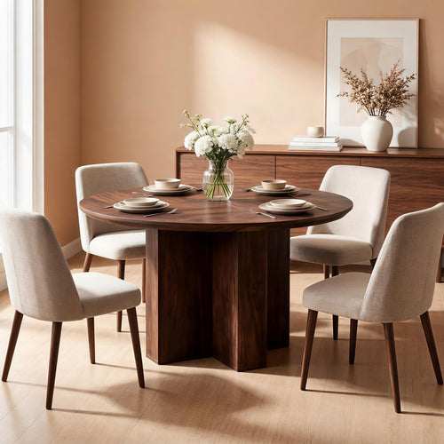 Round Dining Table 47" | Rustic Walnut | Seats 4–6