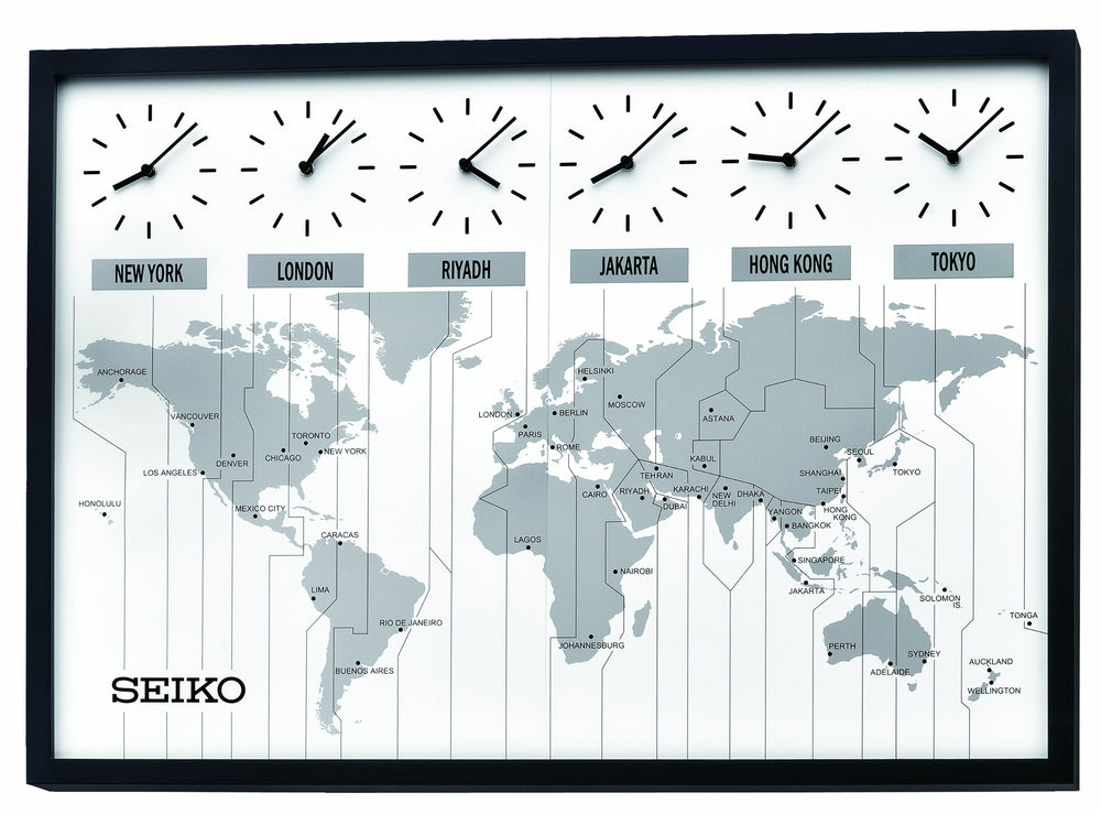 Six-City World Time Zone Wall Clock