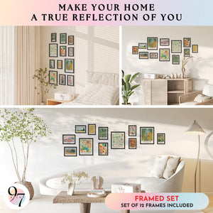 Eclectic Framed Wall Art Set – 12-Piece Colorful Gallery Posters