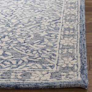Micro-Loop Wool Area Rug – Blue & Ivory