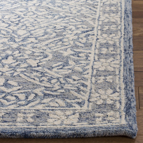 Micro-Loop Wool Area Rug – Blue & Ivory