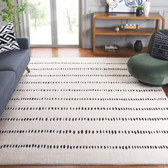 Ivory & Black Geometric Area Rug – 10' x 14' Rectangular