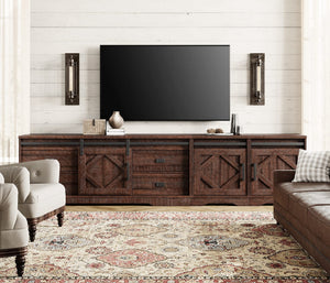 Farmhouse TV Stand for up to 110" TV, 3-in-1 Entertainment Center with Drawers & Cabinets