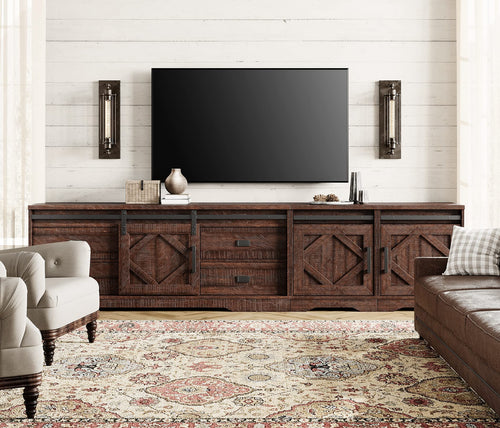 Farmhouse TV Stand for up to 110" TV, 3-in-1 Entertainment Center with Drawers & Cabinets