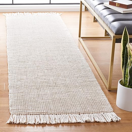 Handmade Jute & Polyester Runner Rug 2'3" x 10' – Fringe Boho Area Rug