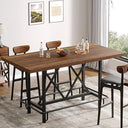 63-Inch Industrial Counter Height Bar Table with Metal Footrest