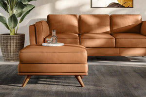 Top-Grain Leather Ottoman
