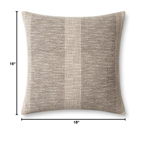 Charcoal Ivory Striped Down Throw Pillow 18x18