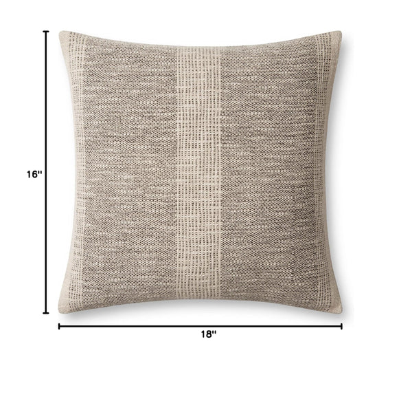Charcoal Ivory Striped Down Throw Pillow 18x18