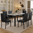 5-Piece Faux Marble Dining Table Set with 4 Upholstered Chairs