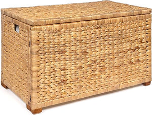 Woven Water Hyacinth Storage Trunk with Lid