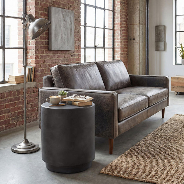 Round Concrete Finish Side Table with Adjustable Feet