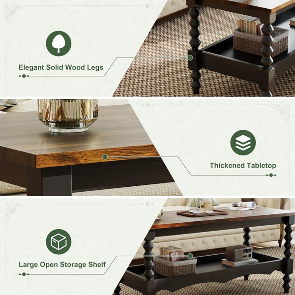 2-Tier Farmhouse Coffee Table with Storage