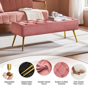 Upholstered Ottoman Bench with Metal Legs