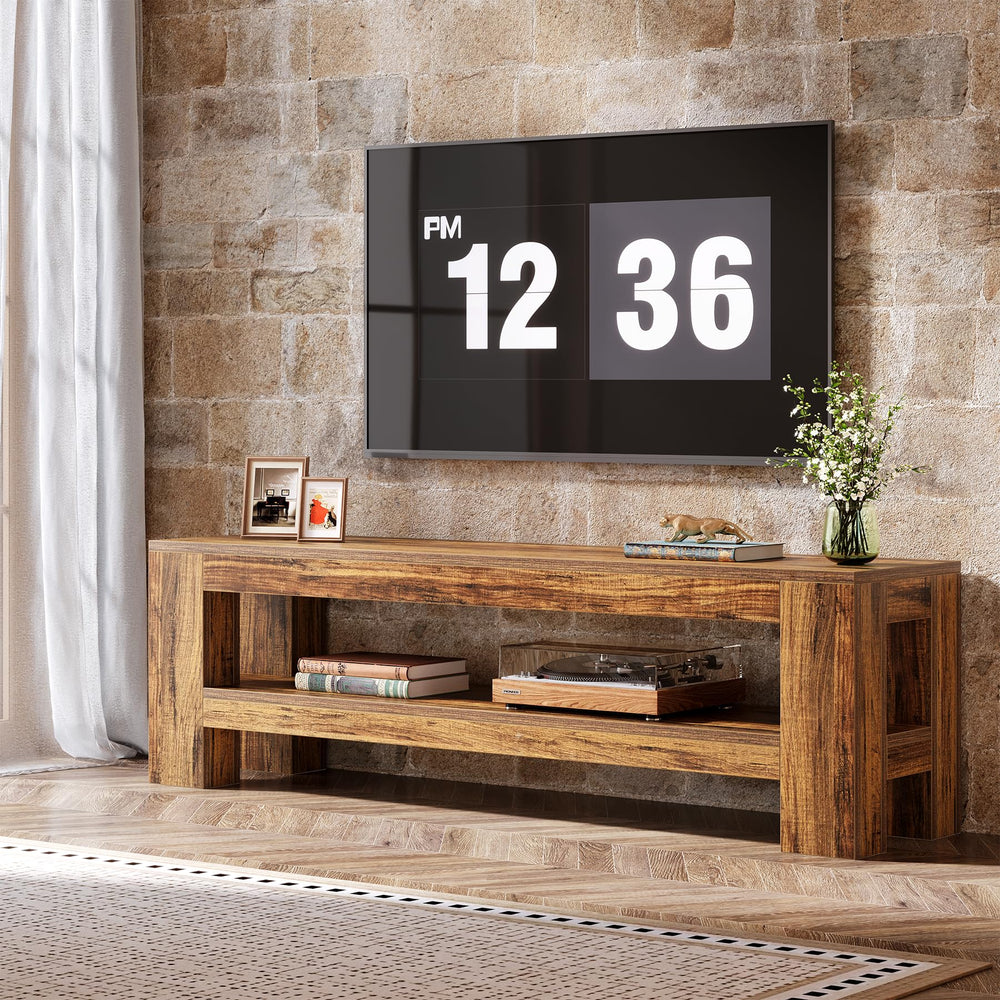 Tribesigns 59" TV Stand for 55/60/65/75-Inch TVs, Rustic Media TV Console with Storage Shelve, Entertainment Center Television Stand for Living Room, Bedroom (Brown)