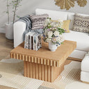 Farmhouse Square Wood Block Coffee Table with Distressed Finish