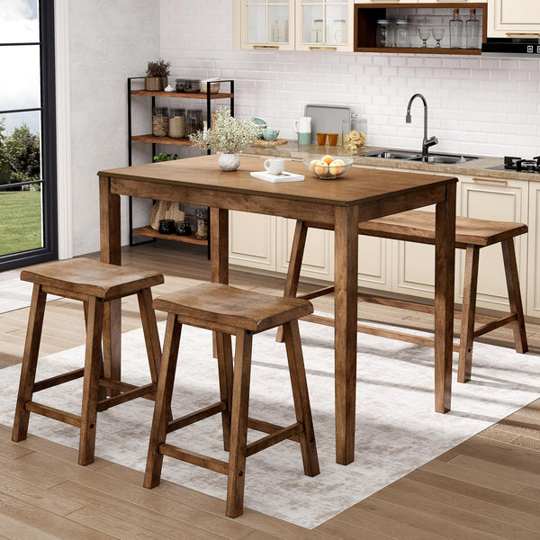 Counter Height Dining Table Set for 4 with Bench and 2 Chairs
