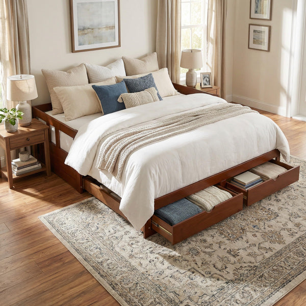 Twin to King Extendable Daybed with Trundle & Storage Drawers