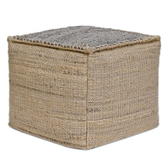Handmade Jute Cotton Pouf Ottoman 18x18x14