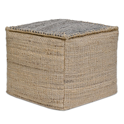 Handmade Jute Cotton Pouf Ottoman 18x18x14