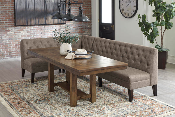Extendable Rectangular Dining Table with Trestle Base — Seats 8