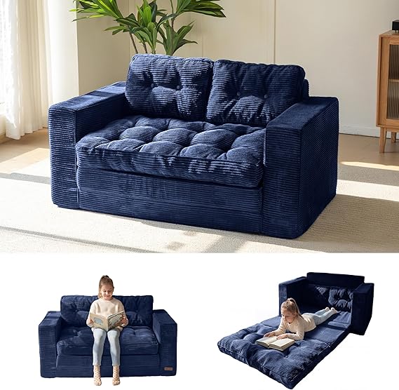 Convertible Sofa Bed – Pull-Out Loveseat Sleeper with Pillows