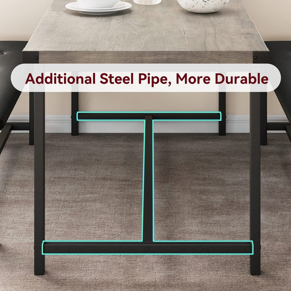 3-Piece Dining Table Set with 2 Upholstered Benches