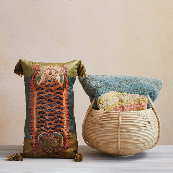 Tiger Print Lumbar Pillow with Tassels
