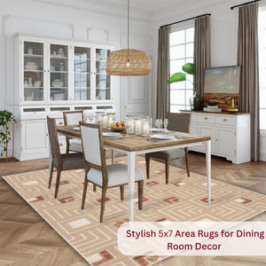 5x7 Sisal-Inspired Geometric Area Rug – Indoor & Outdoor