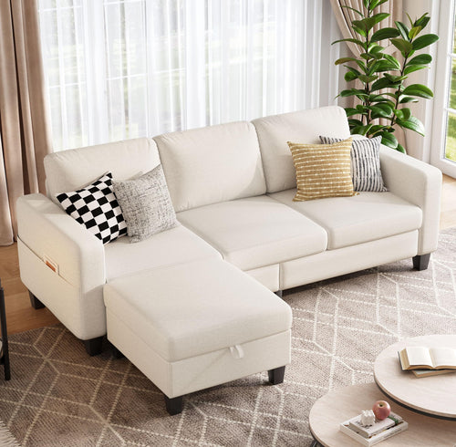 L-Shaped Sectional Sofa with Storage Ottoman