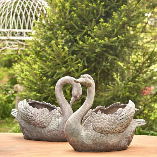 Swan Flower Planters Set of 2 — Magnesium, Indoor & Outdoor