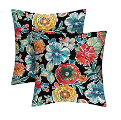 Outdoor Square Throw Pillows Set of 2 – 24x24 All-Weather Spun Polyester