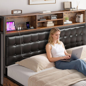 Queen Bed Frame with Storage Drawers & Charging Station