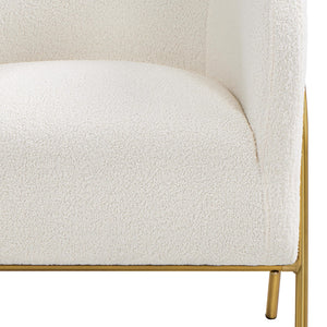 Boucle Barrel Accent Chair with Gold V-Legs
