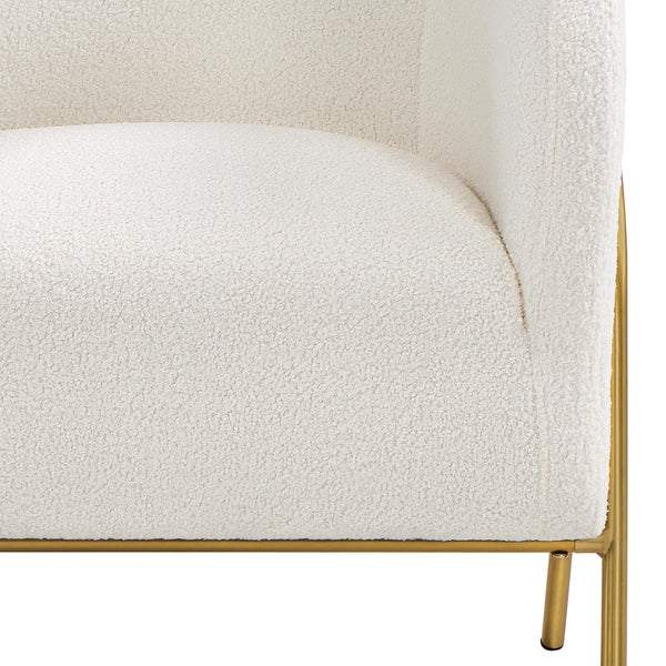 Boucle Barrel Accent Chair with Gold V-Legs