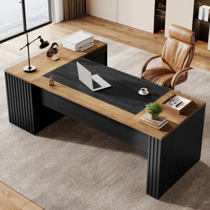 78" L-Shaped Executive Desk with Drawers and Storage