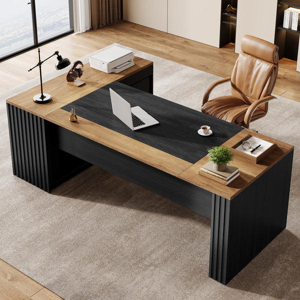 78" L-Shaped Executive Desk with Drawers and Storage