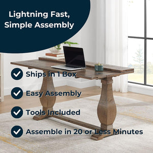 Farmhouse Flip-Top Console Dining Table – Solid Pine Wood